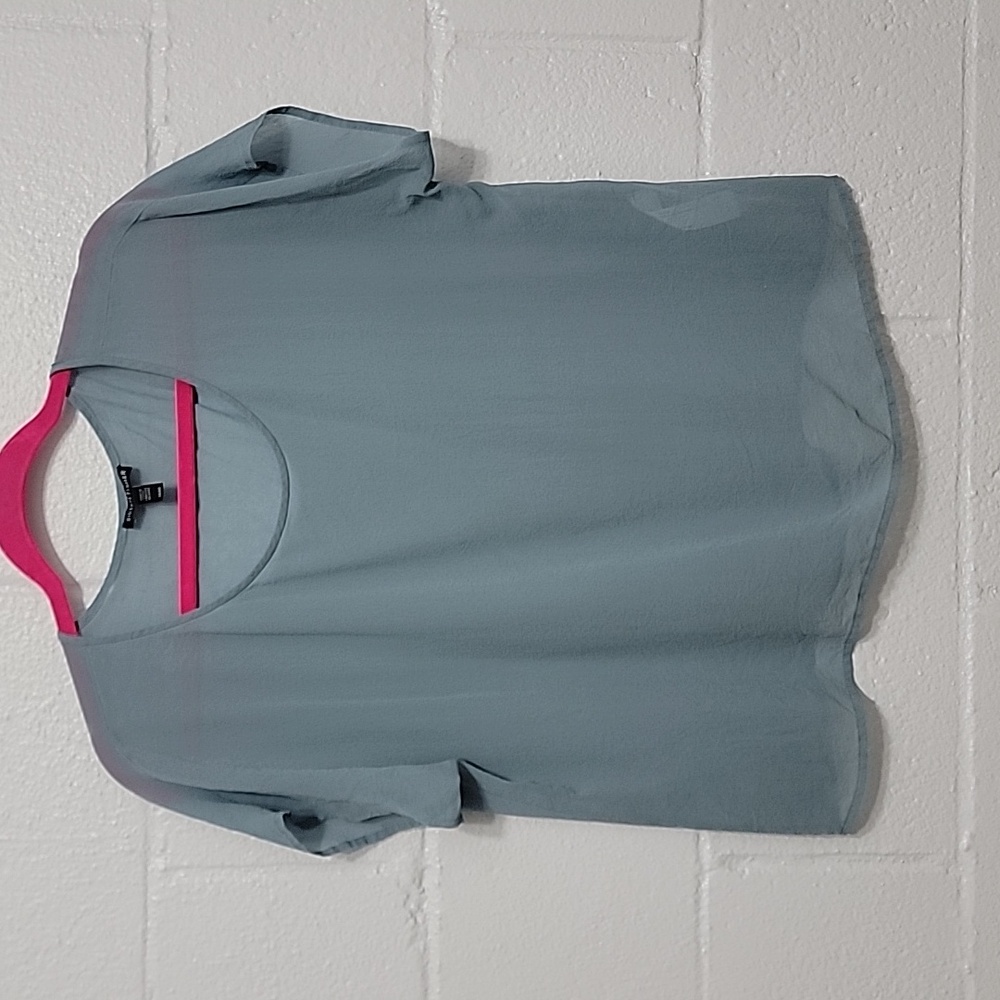 Eileen Fisher Soft Sage Blue Short Sleeve Blouse